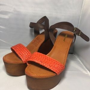 Dollhouse Boho Wedge Sandals -Orange - Size 8/38